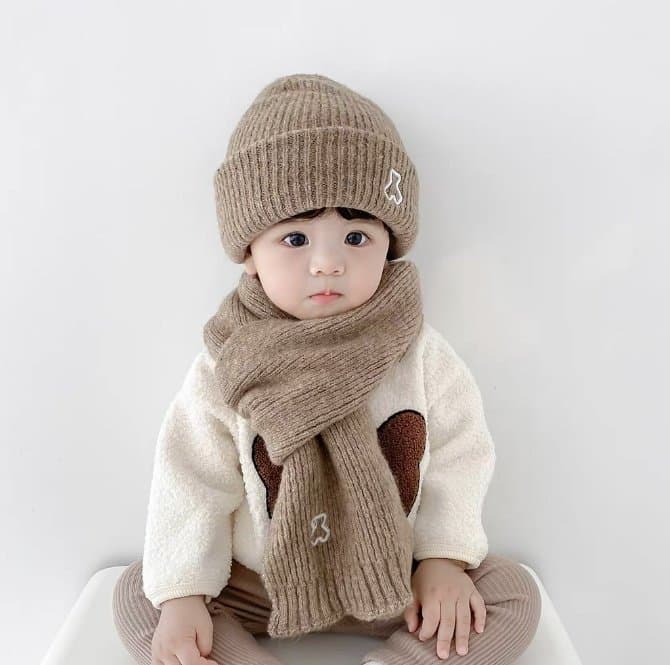 Miso - Korean Children Fashion - #minifashionista - Embroidered Bear Hat Set - 4