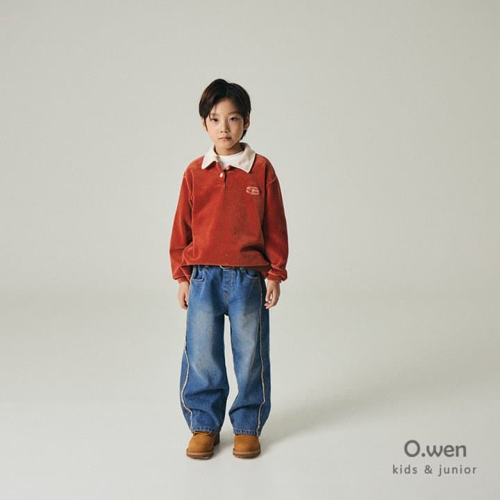 O Wen - Korean Children Fashion - #Kfashion4kids - Decoration Brushed Denim Pants - 2