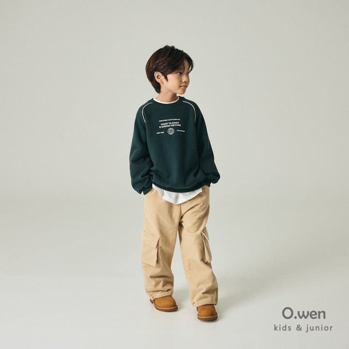 O Wen - Korean Children Fashion - #kidsshorts - Strap Lettering Brushed Sweatshirt - 2