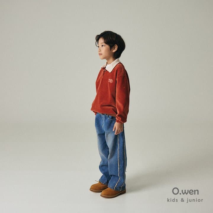 O Wen - Korean Children Fashion - #littlefashionista - Decoration Brushed Denim Pants - 3