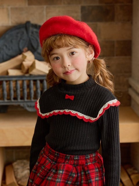 Red Lace Ribbed Tee Red Lace Ribbed Tee