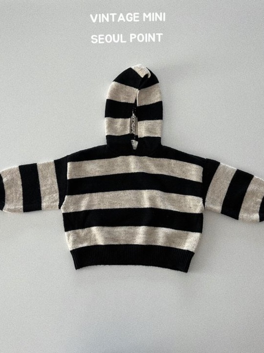 Black Stripe Knit Hoodie