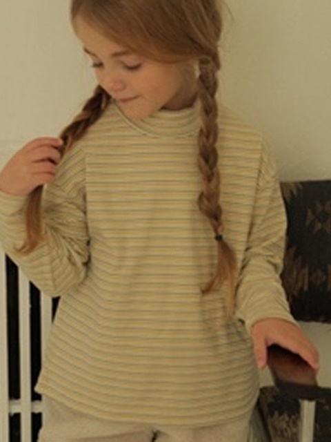 Kayla Striped Mock Neck Tee