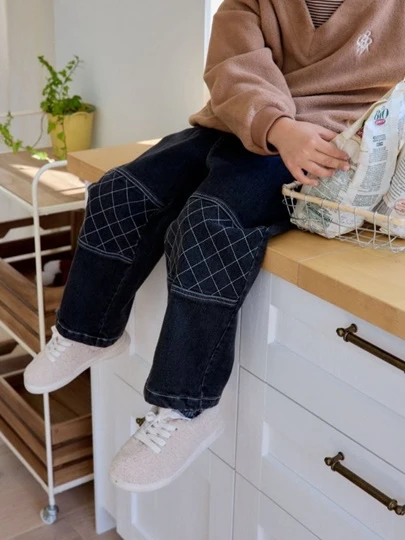 Black Lavin Quilting Denim Pants