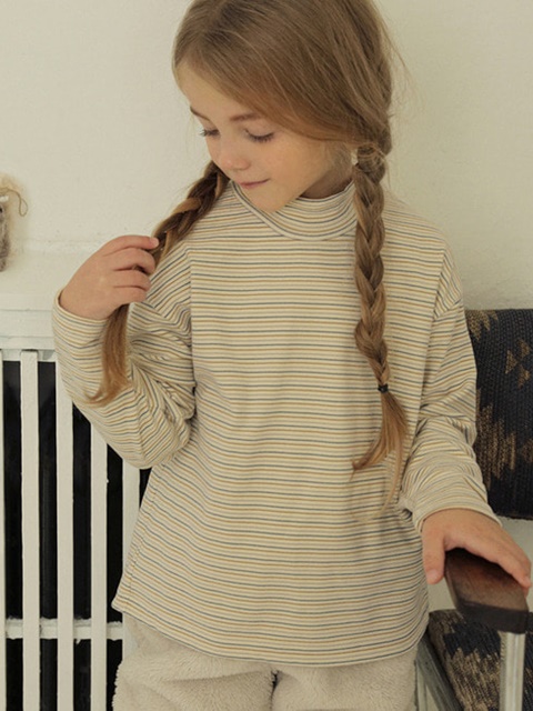 Kayla Striped Mock Neck Tee