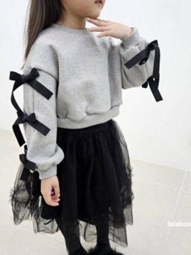 Fleece Sleeve Ribbon Sweatshirts