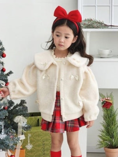 Ribbon Round Collar Fleece Jacket Ribbon Round Collar Fleece Jacket