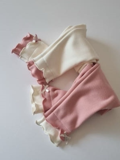 Ribbon Double Frill Fleece Leggings Ribbon Double Frill Fleece Leggings