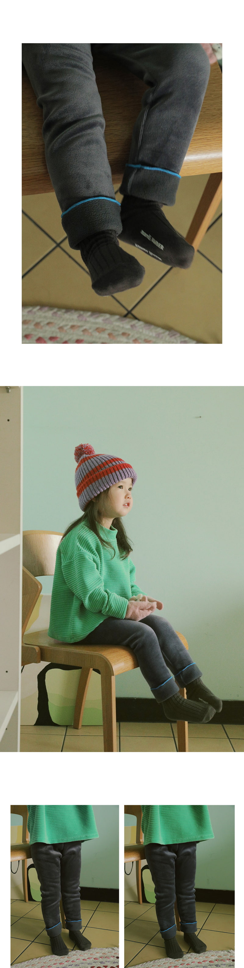 Amber - Korean Children Fashion - #fashionkids - Roll-up Mink Leggings - 4