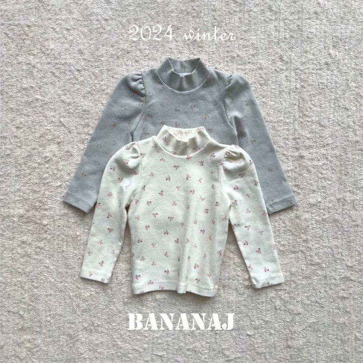 Banana J - Korean Children Fashion - #magicofchildhood - Small Flower Turtleneck Tee
