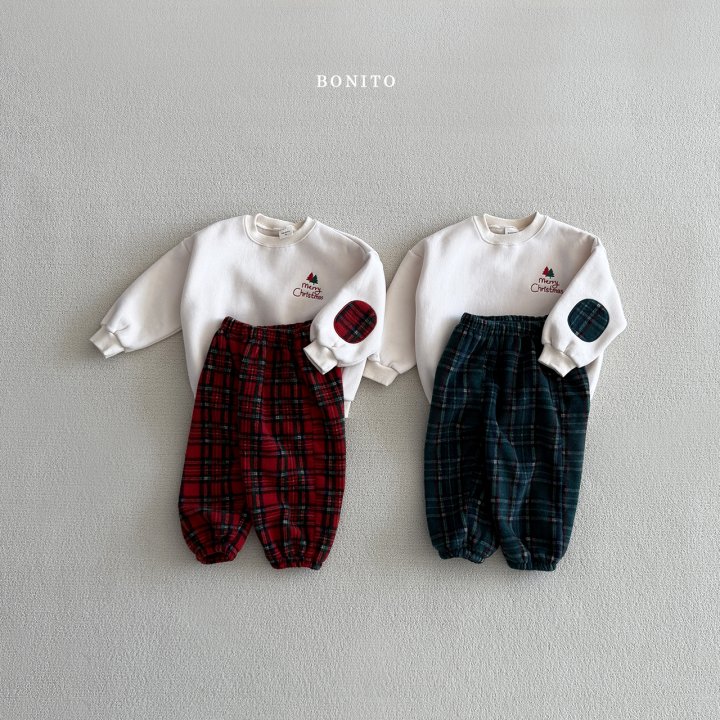 Bonito - Korean Children Fashion - #kidsshorts - Christmas Patch Pants Set - 2