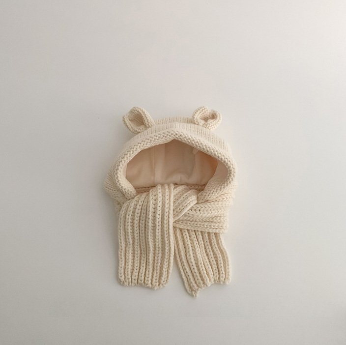 Miso - Korean Children Fashion - #kidsshorts - Knit Bear Hat Muffler