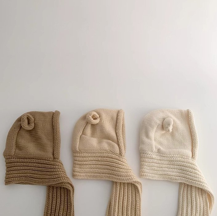 Miso - Korean Children Fashion - #littlefashionista - Knit Bear Hat Muffler - 5