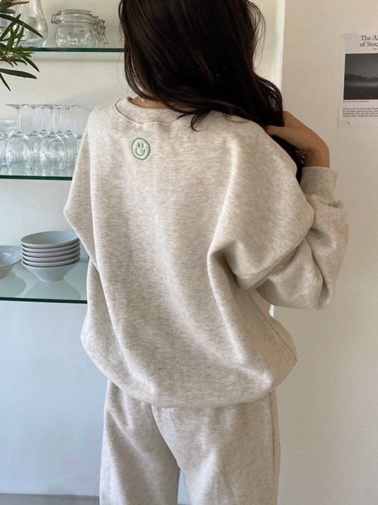 Smile Embroidery Fleece Sweatshirts