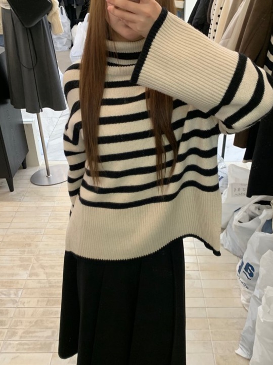 Wool Striped Turtleneck Knit Wool Striped Turtleneck Knit