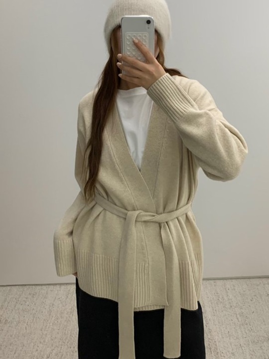 Wool Cashmere Slit Robe Cardigan