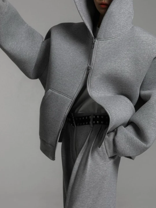 Oversized Neoprene Two Way Full Zipped Hoodie