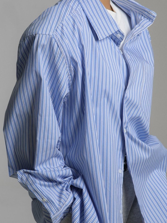 Boyfriend Fit Oversized Striped Button Down Shirt
