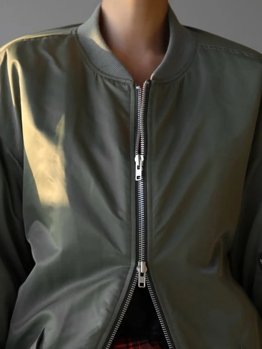Super Oversized Two Way Zipper MA-1 Bomber Jacket