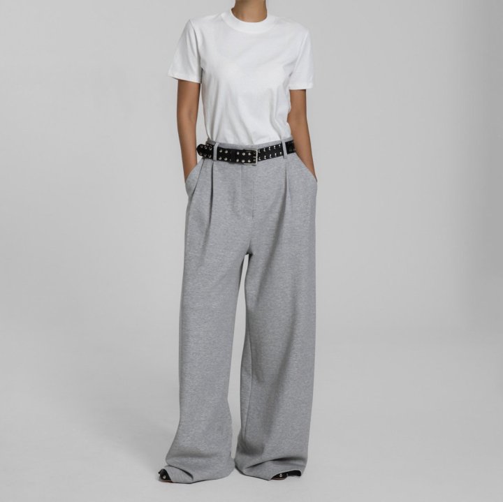 Paper Moon - Korean Women Fashion - #momslook - Sweat Wide Pin-tuck Trousers