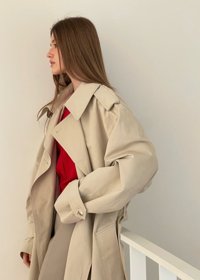 140 Avenue - Korean Women Fashion - #momslook - Cotton Boxy Trench Coat - 8