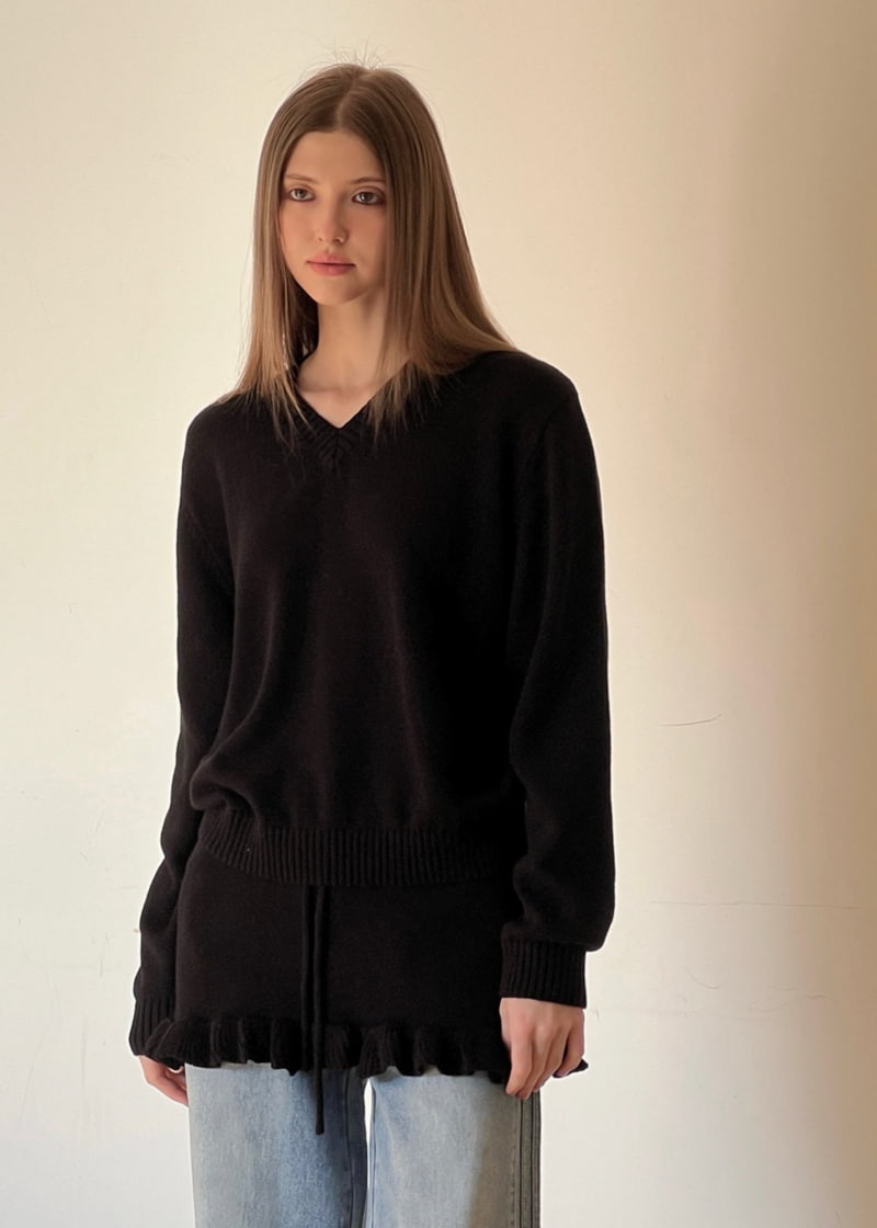 140 Avenue - Korean Women Fashion - #momslook - Cotton V Neck Knit Set - 12