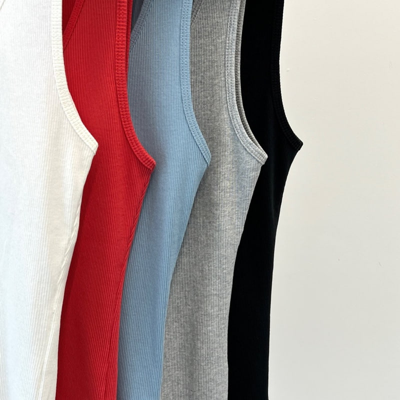 140 Avenue - Korean Women Fashion - #momslook - Real Rib Sleeveless Tee - 2