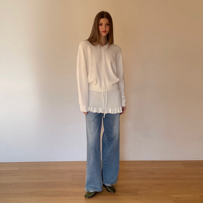 140 Avenue - Korean Women Fashion - #restrostyle - Three Lines Slit Denim Pants - 12
