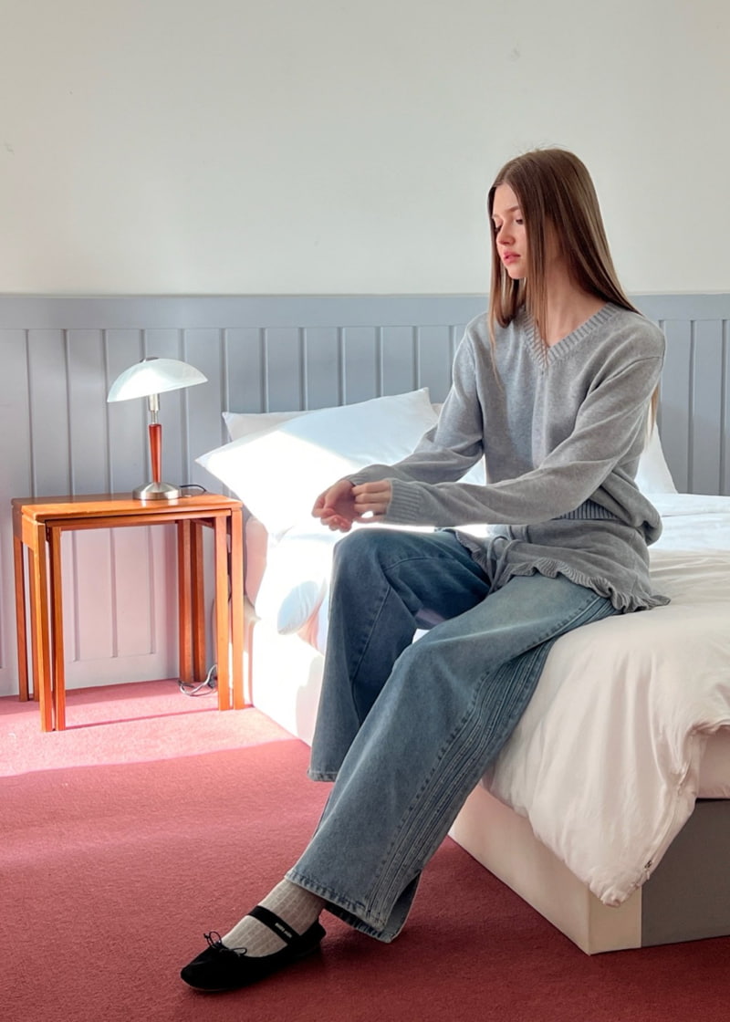 140 Avenue - Korean Women Fashion - #vintageinspired - Three Lines Slit Denim Pants - 9