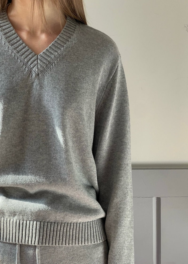 140 Avenue - Korean Women Fashion - #womensfashion - Cotton V Neck Knit Set - 11