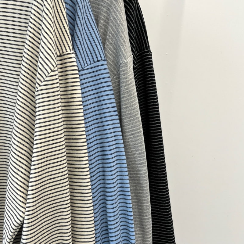 140 Avenue - Korean Women Fashion - #womensfashion - Half Turtleneck Stripe Tee - 2
