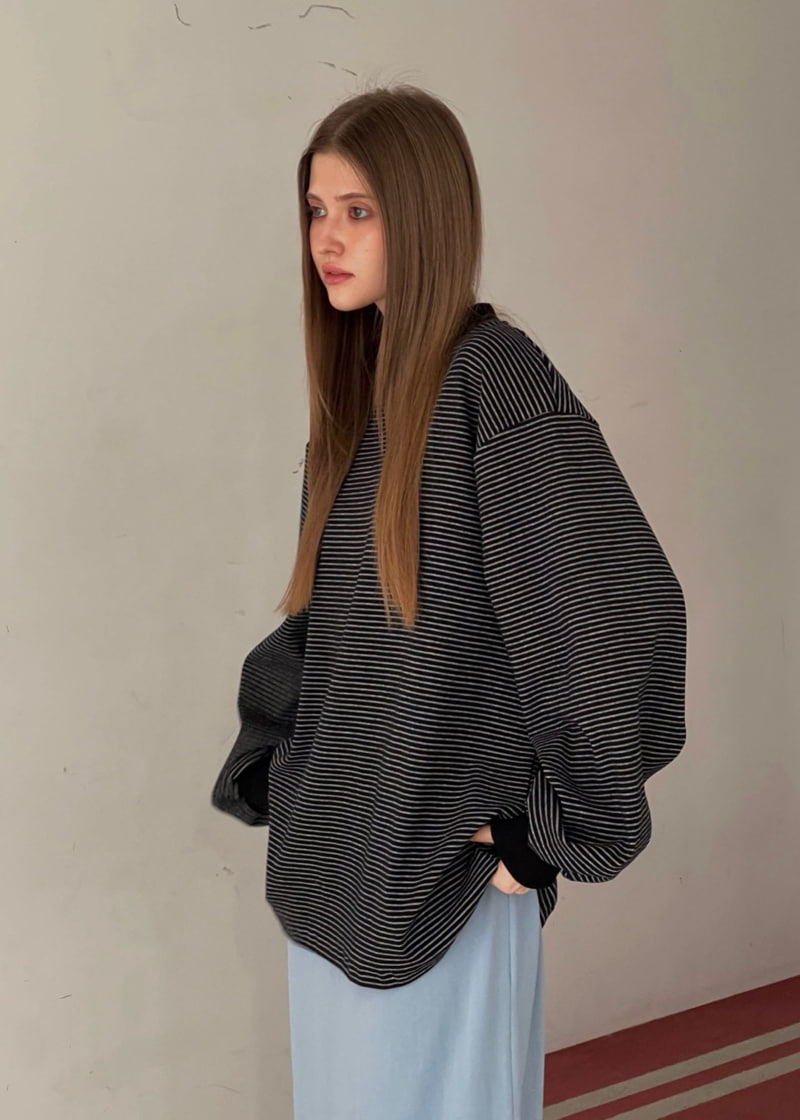 140 Avenue - Korean Women Fashion - #womensfashion - Half Turtleneck Stripe Tee - 8