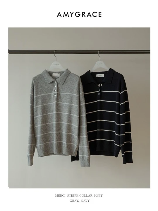 Stripe Collar Knit Stripe Collar Knit