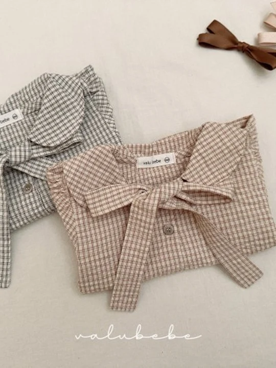Small Check Tie Blouse (Kids)
