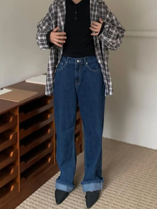 Deep Blue Straight Denim Pants Deep Blue Straight Denim Pants
