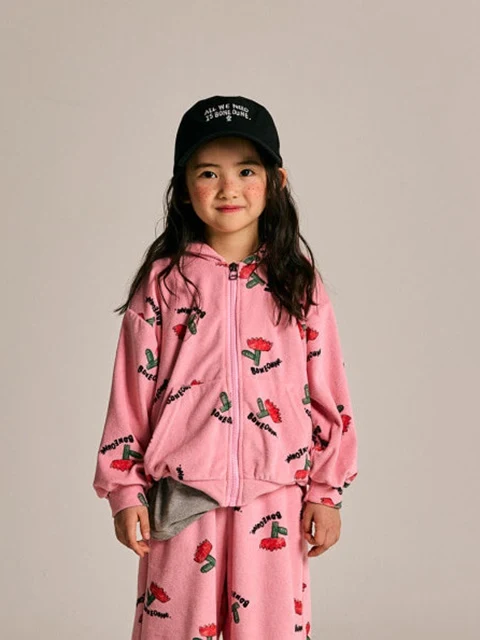 Terry Flower Hooded Zip-up Jacket Terry Flower Hooded Zip-up Jacket