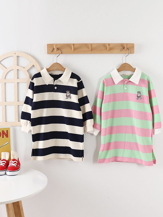 Stripe Collar One-piece Stripe Collar One-piece