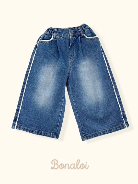 Lace Pleated Denim Pants Lace Pleated Denim Pants