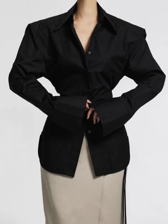 Padded Shoulder Button Down Shirt Padded Shoulder Button Down Shirt