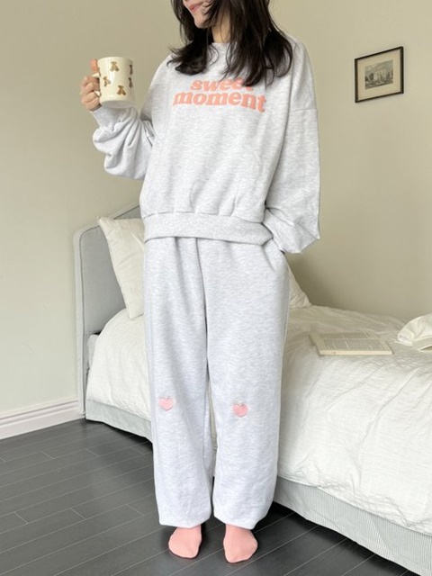 adult heart embroidered jogger Pants