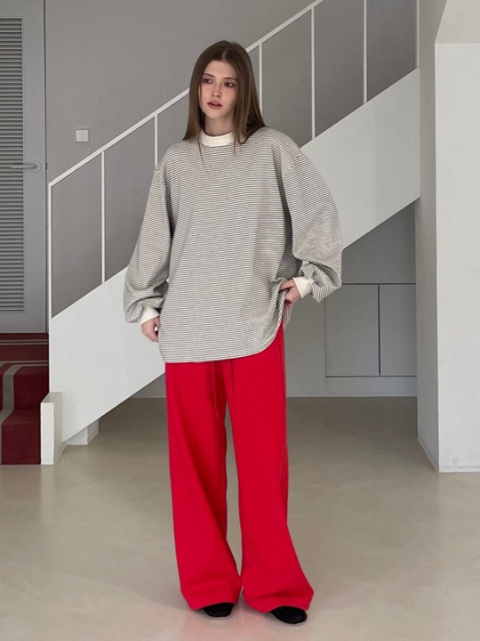 Half Turtleneck Stripe Tee