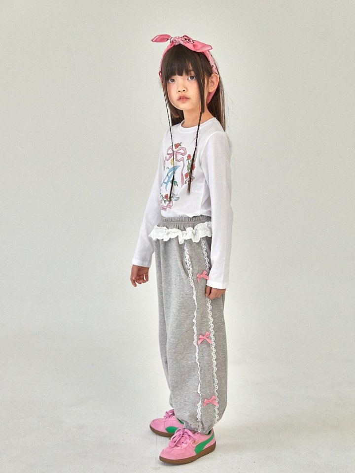 A-Market - Korean Children Fashion - #Kfashion4kids - Lace Ribbon Pants - 3