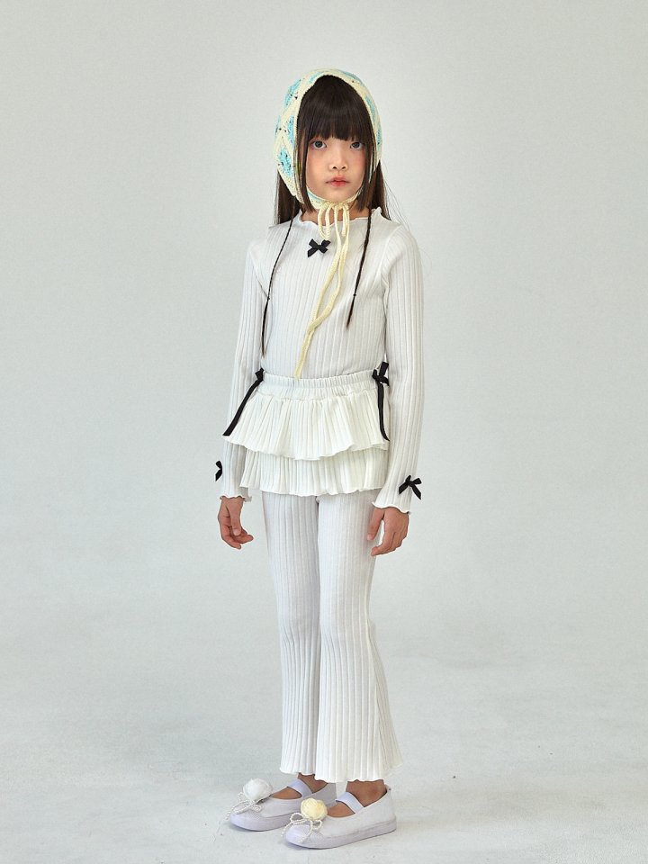 A-Market - Korean Children Fashion - #littlefashionista - Ribbon Cancan Bootcut Pants - 9