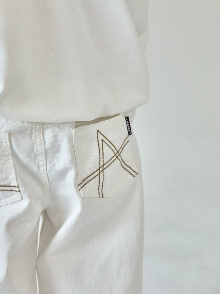 A-Market - Korean Children Fashion - #littlefashionista - White Twill Pants - 7