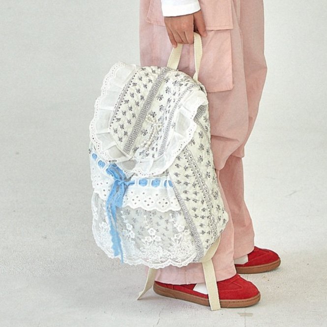 A-Market - Korean Children Fashion - #toddlerclothing - Ribbon Lace Backpack