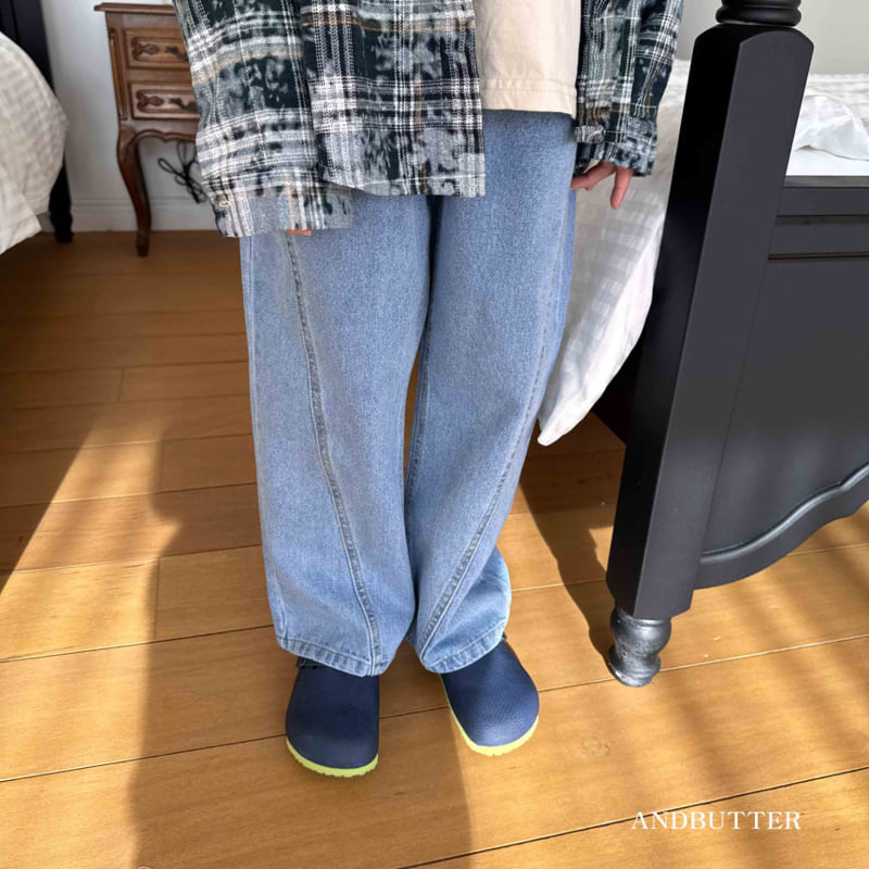 Andbutter - Korean Children Fashion - #fashionkids - Curve Denim Pants - 10