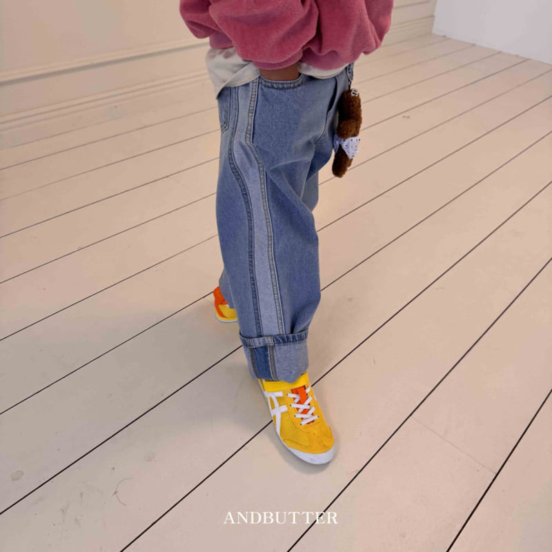 Andbutter - Korean Children Fashion - #fashionkids - Line Denim Pants - 4