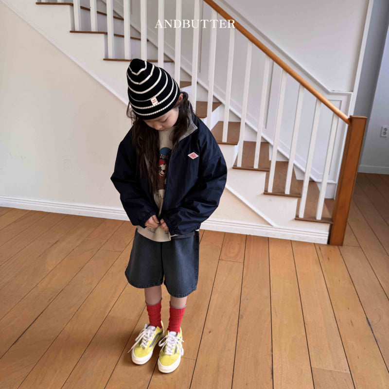 Andbutter - Korean Children Fashion - #littlefashionista - Bermuda Pintuck Denim Pants - 3