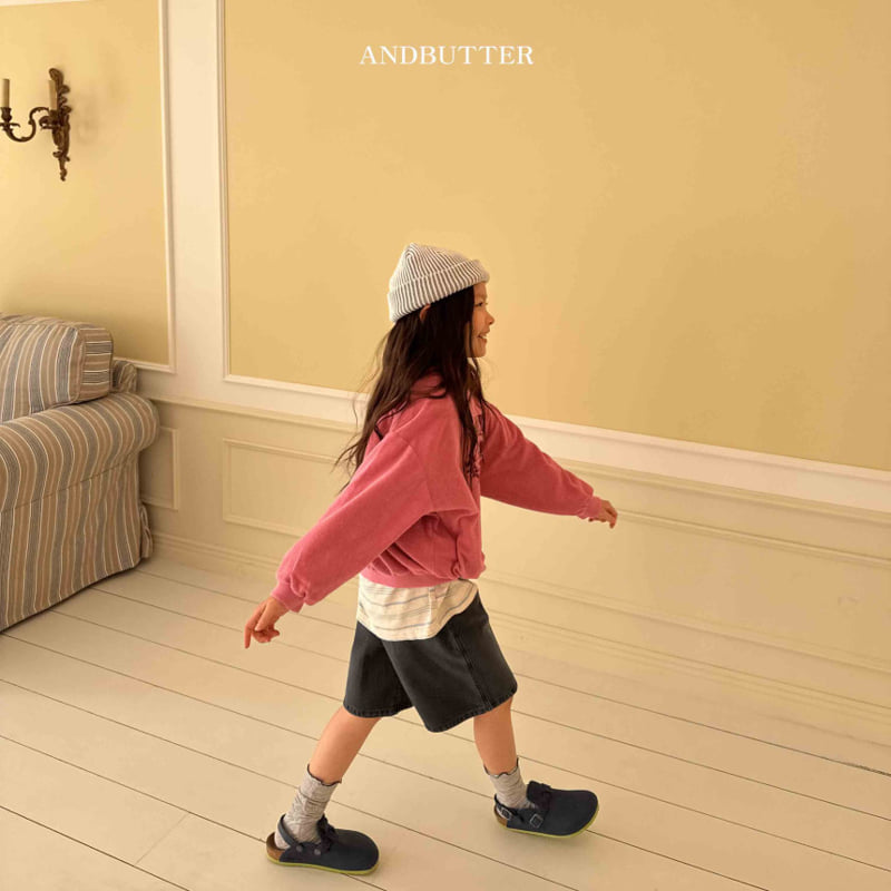Andbutter - Korean Children Fashion - #minifashionista - Bermuda Pintuck Denim Pants - 5
