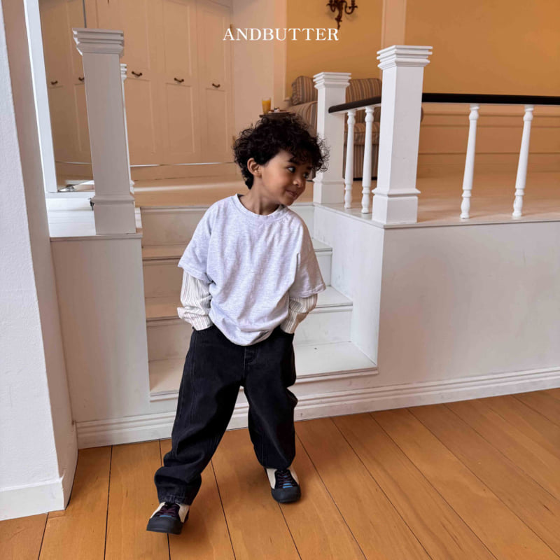Andbutter - Korean Children Fashion - #todddlerfashion - Curve Denim Pants - 4